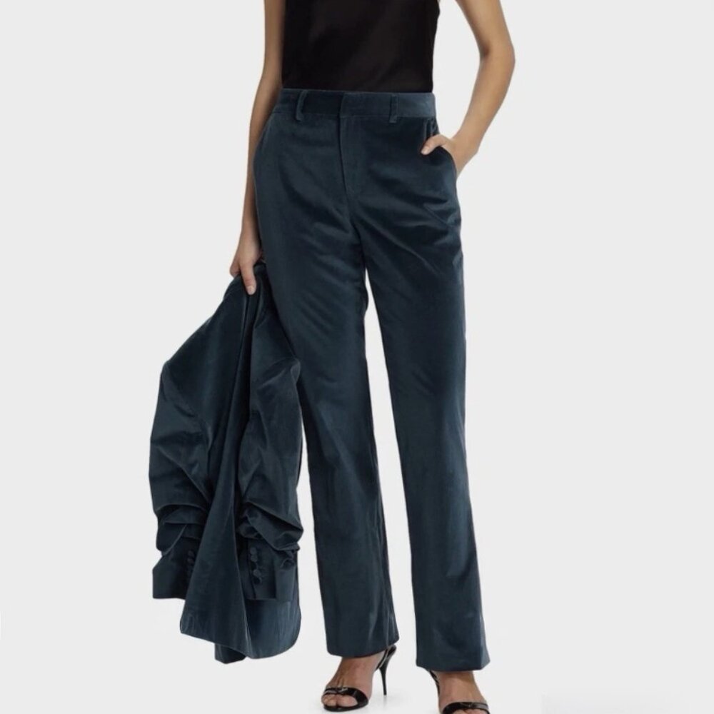 Cinq a Sept NWT Kerry Chenille Velvet Pant Women’s 10 Peacock Blue